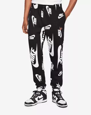 Nike Sportswear Club Fleece All Over Print Jogger Pants Men's S~XL DQ5161 010 • $54.99