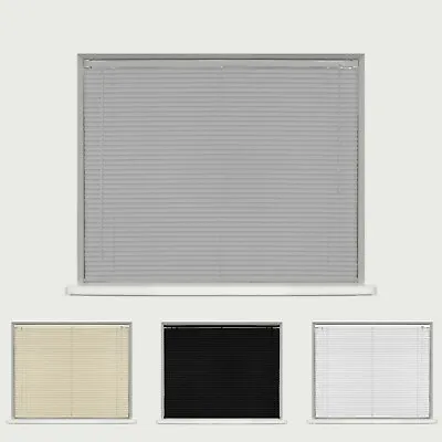 PVC VENETIAN BLINDS 25MM - GREY CREAM WHITE BLACK - 150cm & 210cm DROP AVAILABLE • £7.99