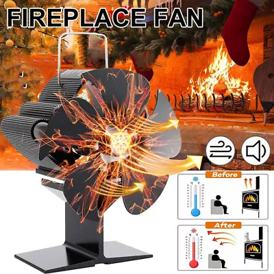 5 Blades Fireplace Fan Stove Fan For Wood Burner Heater Fan Heat Powered Ecofan • £11.99