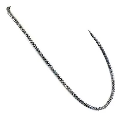 $289 • Buy Beautiful & Lovely 3mm Certified 28 Inches Black Diamond Beads Necklace