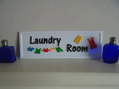£5.93 • Buy Laundry Room Sign Plaque Biodegradable Hand Painted Self Adhesive Signs Utility 