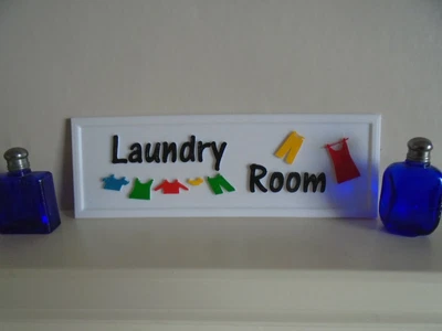 £5.93 • Buy Laundry Room Sign Plaque Biodegradable Hand Painted Self Adhesive Signs Utility 