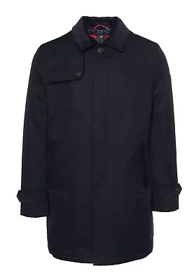 Mens Merc London 3/4 Length Mac Jacket / Coat Lidgard - Navy Blue  • £129.99