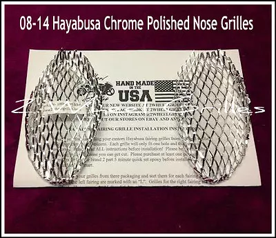 08-20 Hayabusa Gsxr 1300 Chrome Nose Cowl Grills Screens Grates Vents Mesh • $24.99