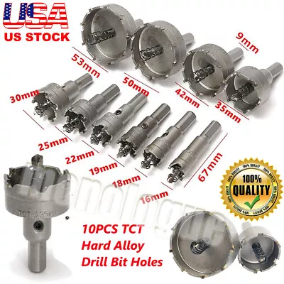 10PC Carbide Tip TCT Hole Saw Cutter Drill Bit Set For Steel Metal Alloy 16-53mm • $12.99