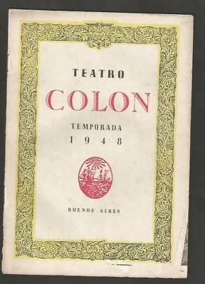 Programme Colon Teather Opera Istomina Tomin Tupin Vitale +7 Orig Signed 1948 • $39.99