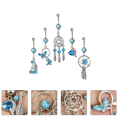 5 Pcs Of Bohemian Navel Ring Belly Button Rings Pack Belly Bars Belly Jewelry O • £8.83