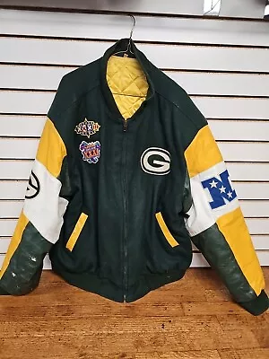 Vintage Green Bay Packers Leather Wool Letterman Jacket ~ NFL~ ARROW LEATHER XXL • $25