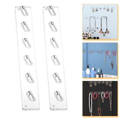  2 Pcs Acrylic Jewelry Display Stand Necklace Organizer Wall Mount • £13.58