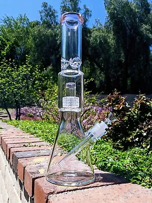 $64.99 • Buy 16 Inch Pink Matrix Perc Big Heavy Glass Bong Quality Tobacco Water Pipe Hookah