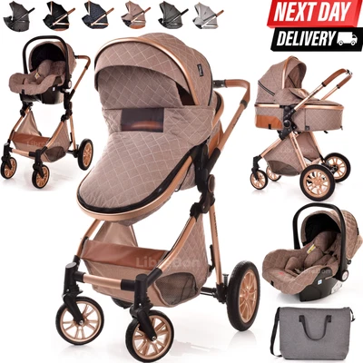 £198.99 • Buy Newborn Baby Pram Pushchair Buggy Stroller 3in1 Travel System Car Seat Included