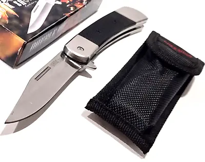 BUCK SHOT Black G-10 Spring Open Assisted Folding Pocket Knife + Sheath • $21.95