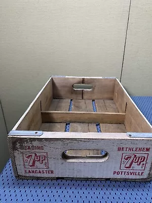 VINTAGE 7-UP THE UNCOLA Wooden Soda Pop Crate Carrier • $32