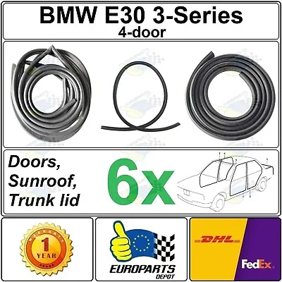 BMW E30 3 Series 4-Door Sedan 6 Piece Weatherstrip Set Doors Sunroof Trunk Lid • $99