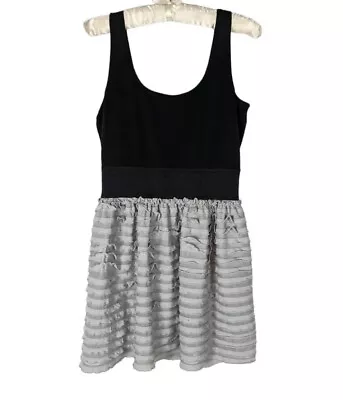 Miley Cyrus Maz Azria Sz L Black Sleeveless Mini Dress Ruffle Skirt 2000s Party • $12.99