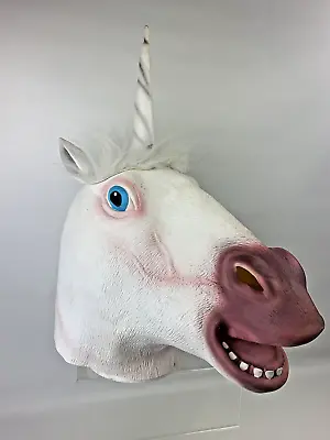 Unicorn Mask Full Face Covering Rubbery Material Party Mask Pretend Play Z65 • £9.99