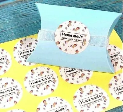 Stickers Round Unicorn Home Made Labels Cupcake Gift Food Cake Craft Box Love • £1.49