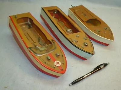 Three Vintage Japan Wooden Battery Operated Toy Boats For Parts Or Repair • $85