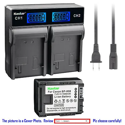 Kastar Battery LCD Rapid Charger For Canon BP-808 & Canon VIXIA HF20 Camcorder • $19.99