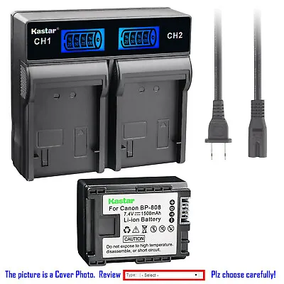 Kastar Battery LCD Rapid Charger For Canon BP-808 & Canon VIXIA HG21 Camcorder • $27.99