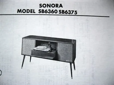 Sonora Sb6360 Sb6375 Phonograph Photofact • $5