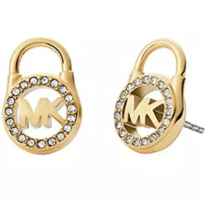 MICHAEL KORS Gold Tone Pave Padlock Stud Earrings MKJ7410710 MKJ7410 New NIB $95 • $35