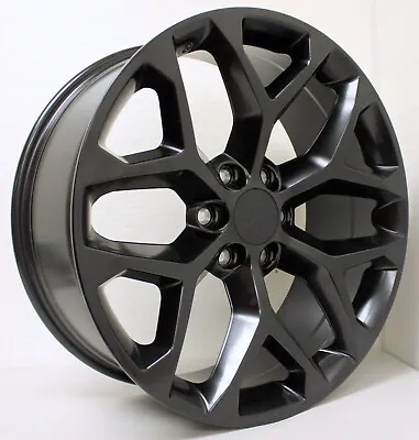 $1039 • Buy GMC 22  Satin Black Snowflake Wheels Rims For 2000-2018 Sierra Yukon Denali Z71