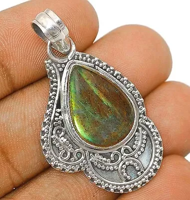 Natural Labradorite -Madagascar 925 Sterling Silver Pendant ED29-9 • $31.99