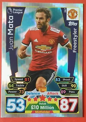 Match Attax 2017/8 Freestyler Card - Juan Mata Of Manchester United #367 • £0.99