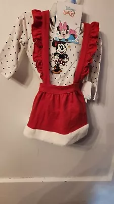 Disney Minnie Mouse Baby Girl Top Pinafore Tights Outfit Set 3-Piece NWT 3/6M • $18.76