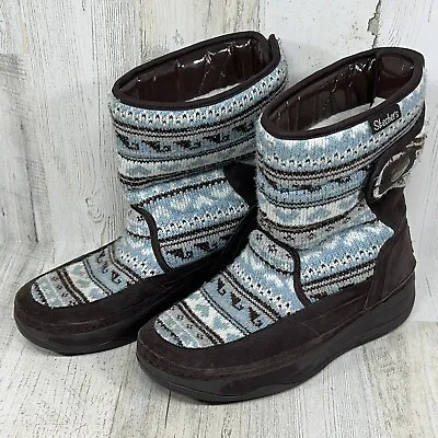 Skechers Tone Ups Chalet Carve Winter Boots Knit Fair Isle Sweater Suede Size 8 • $24.99