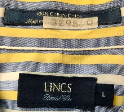 LINCS David Chu Men's L Large Luxury Stripe Long Sleeve Button Up Shirt • $9.99