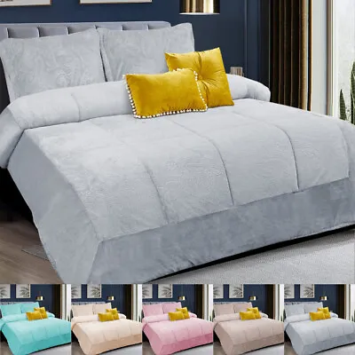 Teddy Fleece Velvet Bedspread Bed Throw Bedding Set Single Double & King Size • £21.84