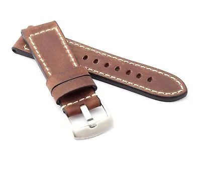 Marino: VINTAGE CALF Saddle Leather Watch Strap BROWN 24 26mm • £35