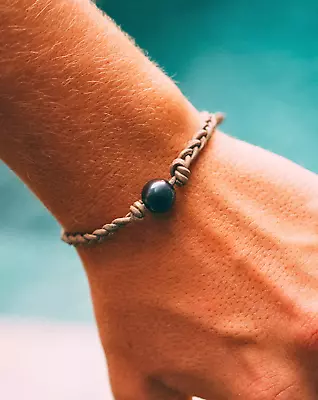 Black Pearl Bracelet | Premium Black Pearl | Authentic Leather • $39