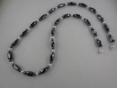 Wrap Around Healing Strong Magnetic Hematite/Faux Pearl Necklace Or Bracelet 18  • $6.99