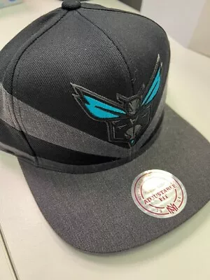 Mitchell & Ness Charlotte Hornets Black Slash Adjustable Snapback Hat Cap • $19.99