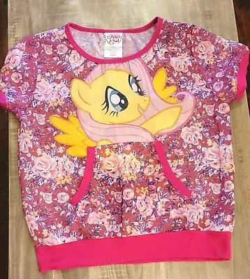 My Little Pony Fluttershy Flower Print Pocketed Shirt Size L(10/12) • $9.49