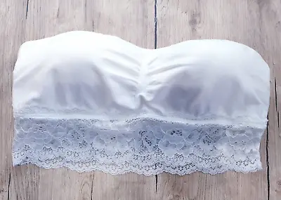 M&S Size Medium White Lace Multiway Strapless Padded Bra Non Wired Bandeau • £4