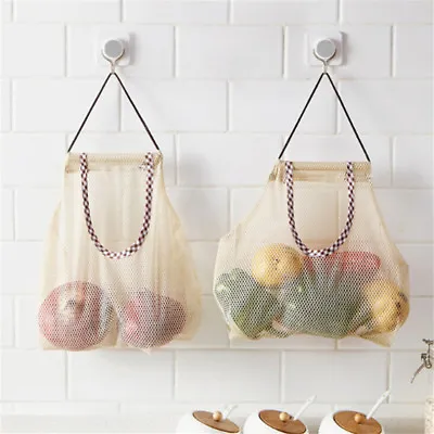 £3.19 • Buy Vegetable Onion Potato Hanging Bag Kitchen Garlic Ginger Mesh Storage