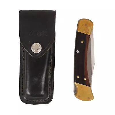 Vintage Buck USA 110 Lockback Pocket Knife Broken Tip  W/ Leather Sheath • $49.95