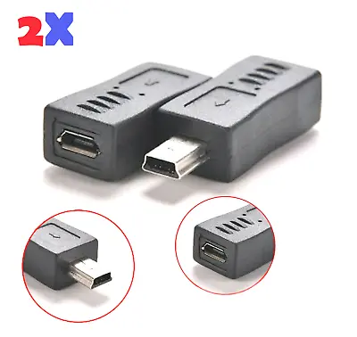 2x Micro USB Female To Mini USB Male Adapter Charger Converter Adaptor • $5.85