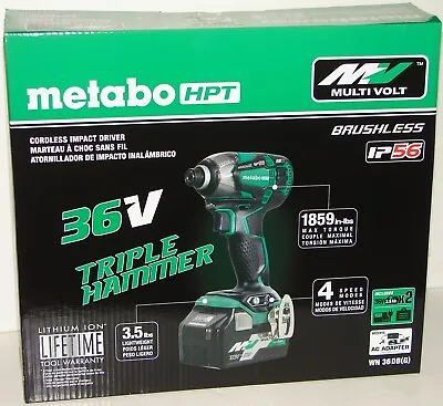 Metabo HPT WH36DBG 36V Triple Hammer Cordless Impact Driver Kit With Battery. • $250