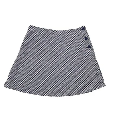 Vintage 90s Y2K Streetwear Brand Checkered Mini A-line Skirt Side Button Preppy • $40