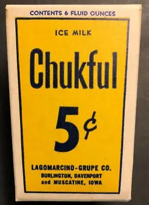 Early Chukful Vintage Tiny Ice Cream Carton Burlington Muscatine Davenport Ia • $7.99