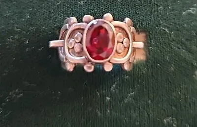 Red Garnet Medieval 925  Ring Punk Gothic Rockabilly. Size6.75 • $25