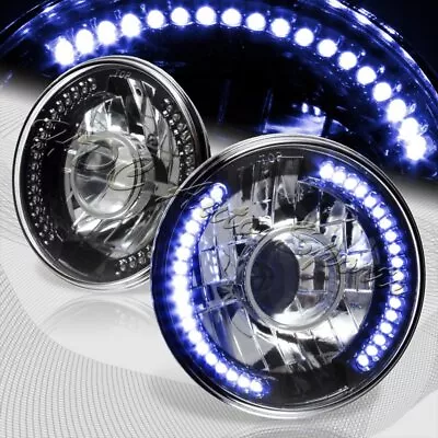 7  Round H6024 H6017 Blue LED Sealed Beam Black Housing Projector Headlights • $29.99