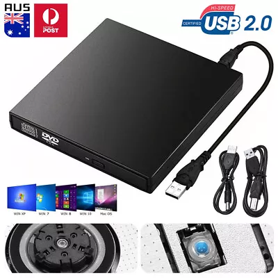 USB External CD RW DVD ROM Writer Burner Player PC Laptop For MacOS Windows 11 7 • $23.59