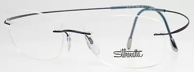 SILHOUETTE 5515 CU 4540 Blue Mens Rectangle Rimless Eyeglasses 54-17-150 B:34.6 • $199.99