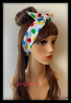 Spotty Polka Dot Headband Hairband School Hair Bow Tie Band Bendy Multicoloured  • £3.99